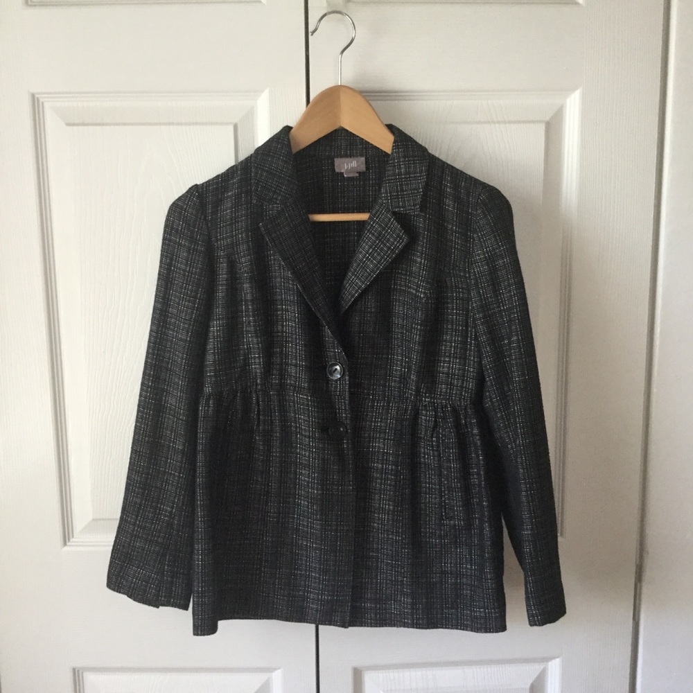 J Jill Black Tweed Peplum Blazer/Jacket Size 2 Petite